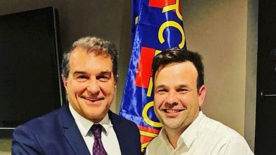 Joan Laporta y el empresario José Elías, ayer. |  // L. O.