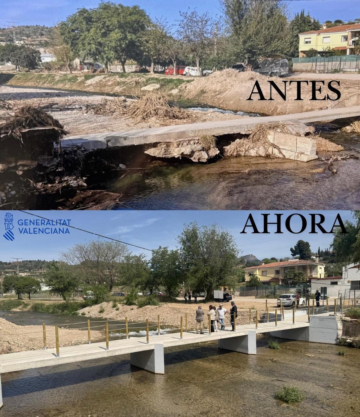 El antes y después del paso sobre el río Tuéjar en Calles.