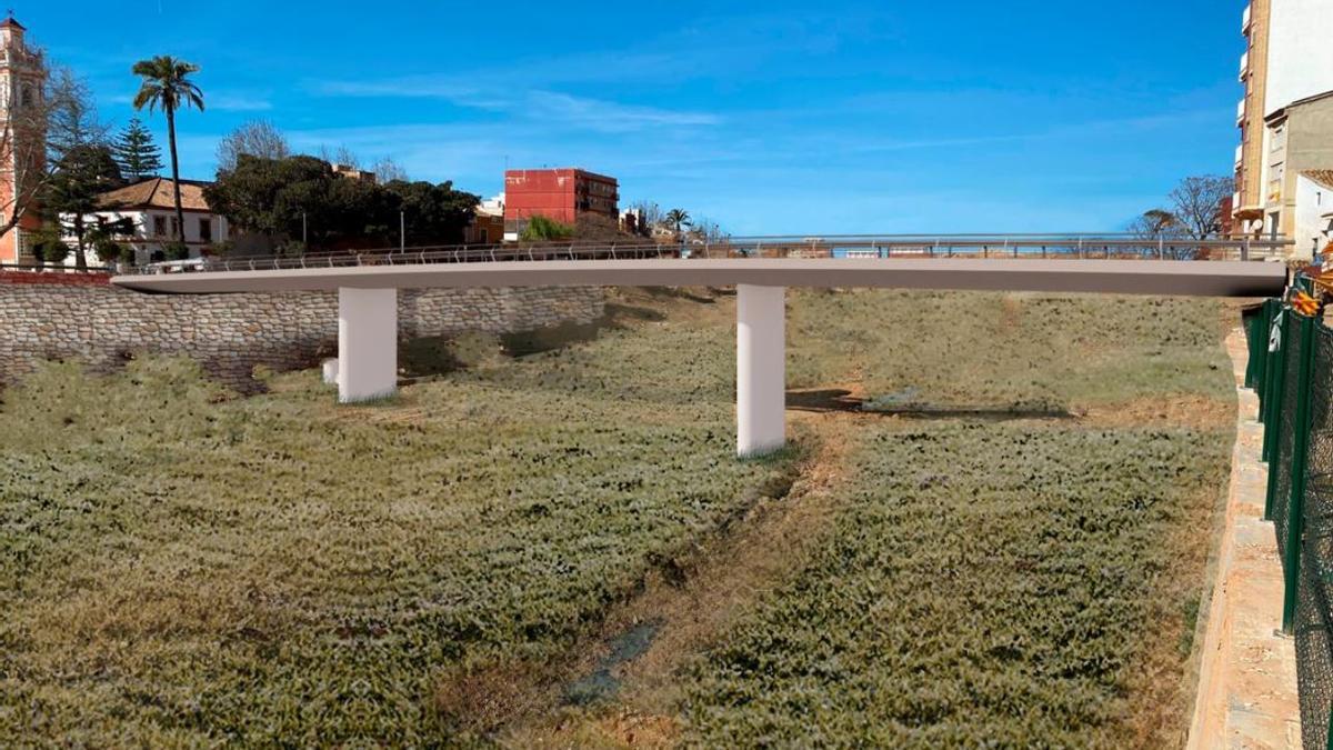 Figuración de una de las nuevas pasarelas preparadas para grandes riadas que el Ministerio de Transportes y Movilidad Sostenible construirá en Picanya.