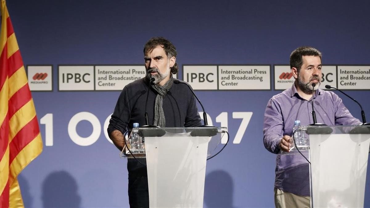 Cuixart y Sànchez, durante la rueda de prensa celebrada en el IPBC.