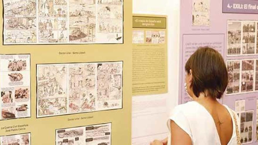 Exposición en el museo Casares Quiroga y una de las páginas de la novela gráfica sobre el Doctor Uriel.