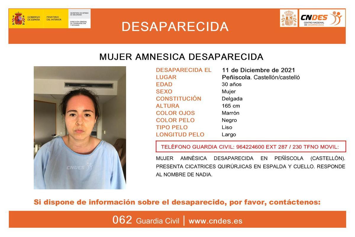 Ficha de Nadia, una mujer que sufre amnesia disociativa