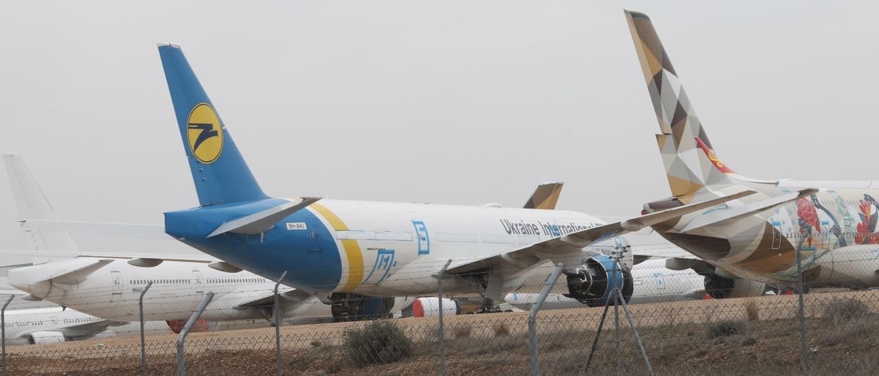 Imagen de aviones en el aeropuerto de Teruel.