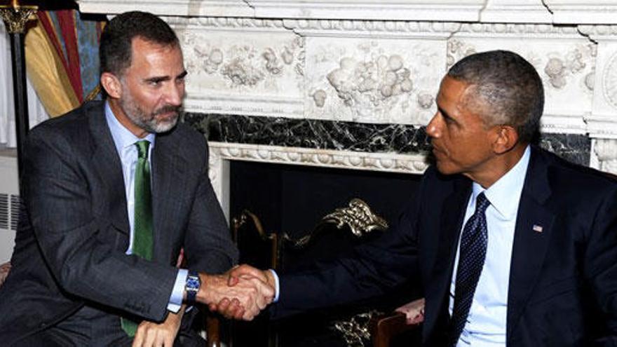 El Rey durante su encuentro con Obama.