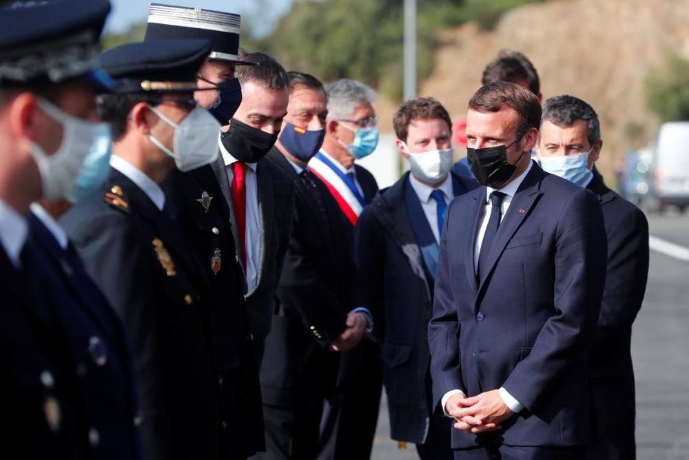 El president de França, Emmanuel Macron, visita el Pertús