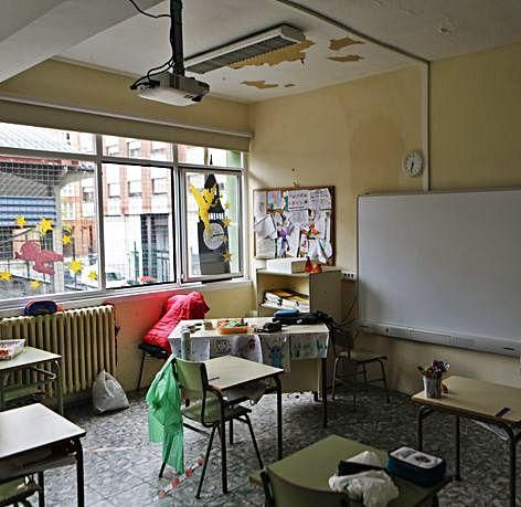 Una de las aulas afectadas.
