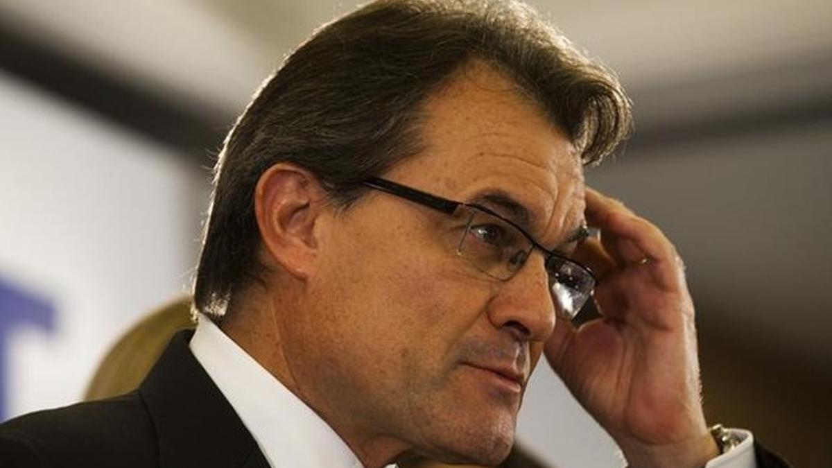 El candidato de CiU, Artur Mas, la noche electoral en el Hotel Majestic.