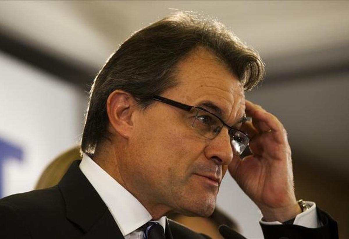 El candidat de CiU, Artur Mas, la nit electoral a l’Hotel Majestic.