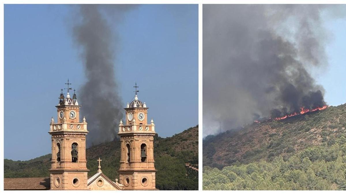 Imágenes del incendio de este miércoles en Xàtiva.