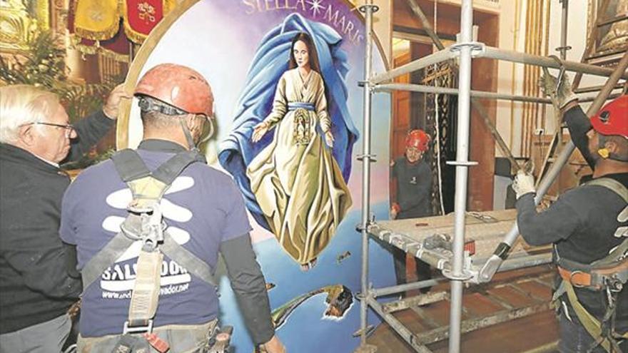 Dos nuevas pinturas de Bellés decoran el crucero de la basílica de Lledó