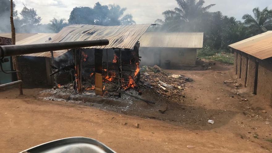 Imagen de archivo de los daños tras enfrentamientos entre el Ejército de RDC y una milicia local en Ituri.