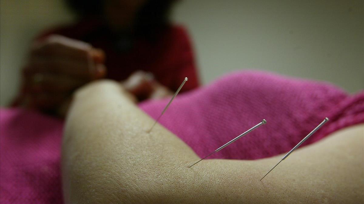 Sesión en un congreso de acupuntura celebrado en Barcelona.