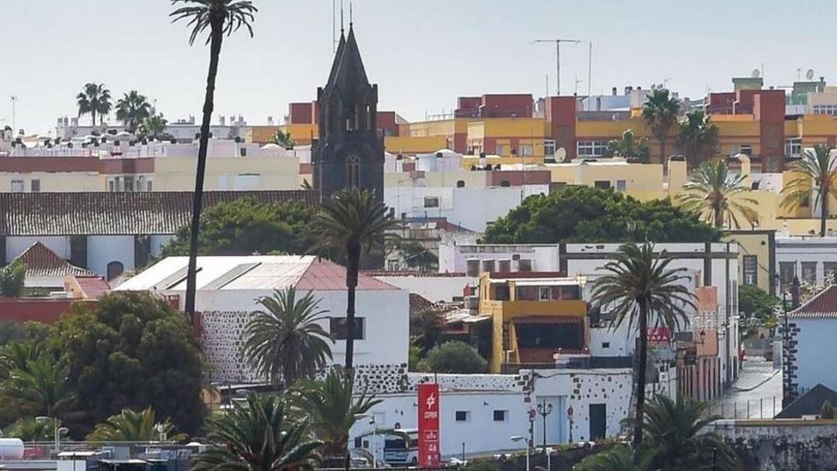 Vistas de San Juan y palmera de la Casa Condal en Telde.