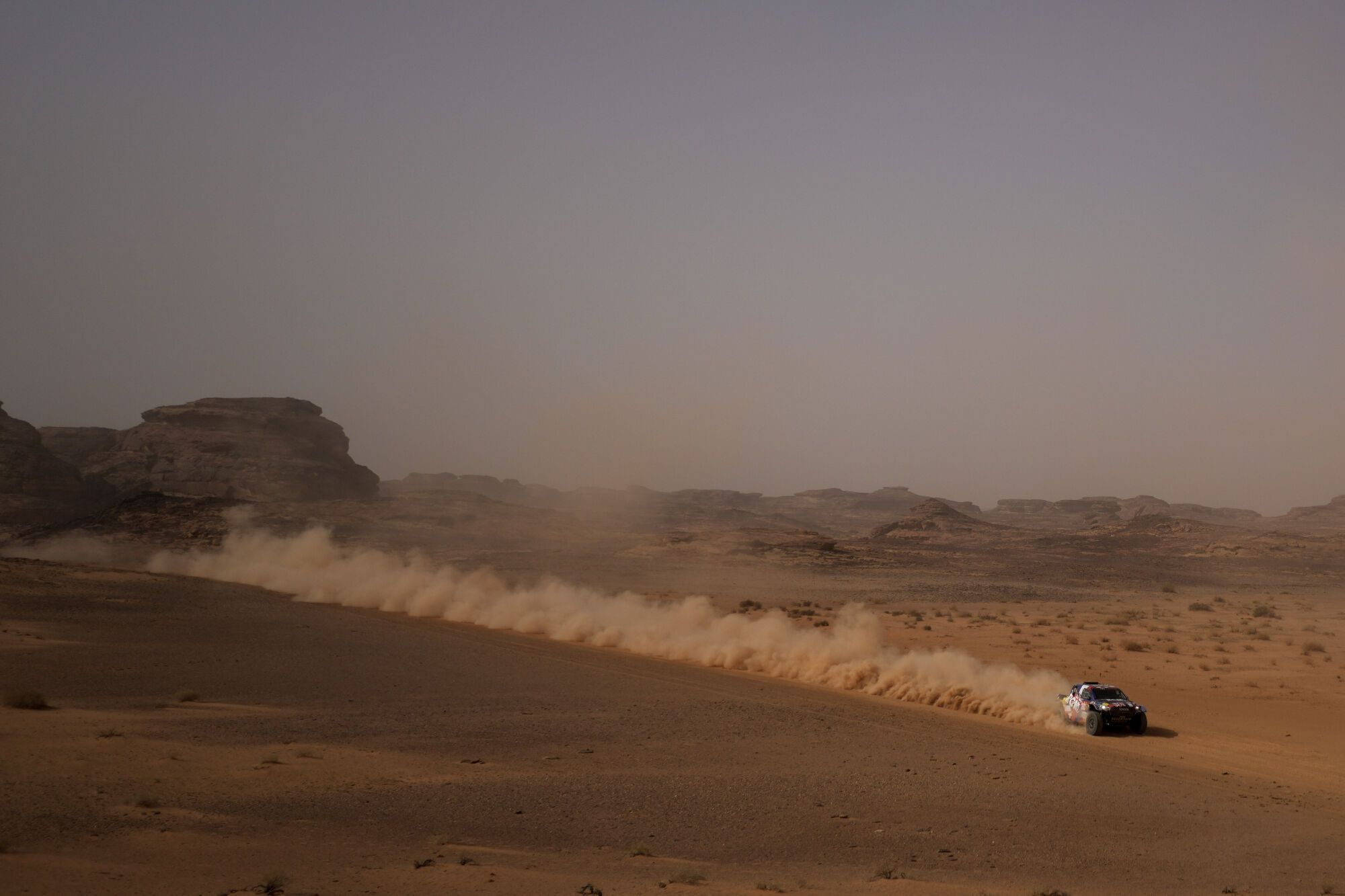 Driver Ronan Chabot and co-driver Gilles Pillot compete during the third stage of the Dakar Rally with a start and finish in Alula, Saudi Arabia, Tuesday, Jan. 6, 2026. (AP Photo/Thibault Camus)