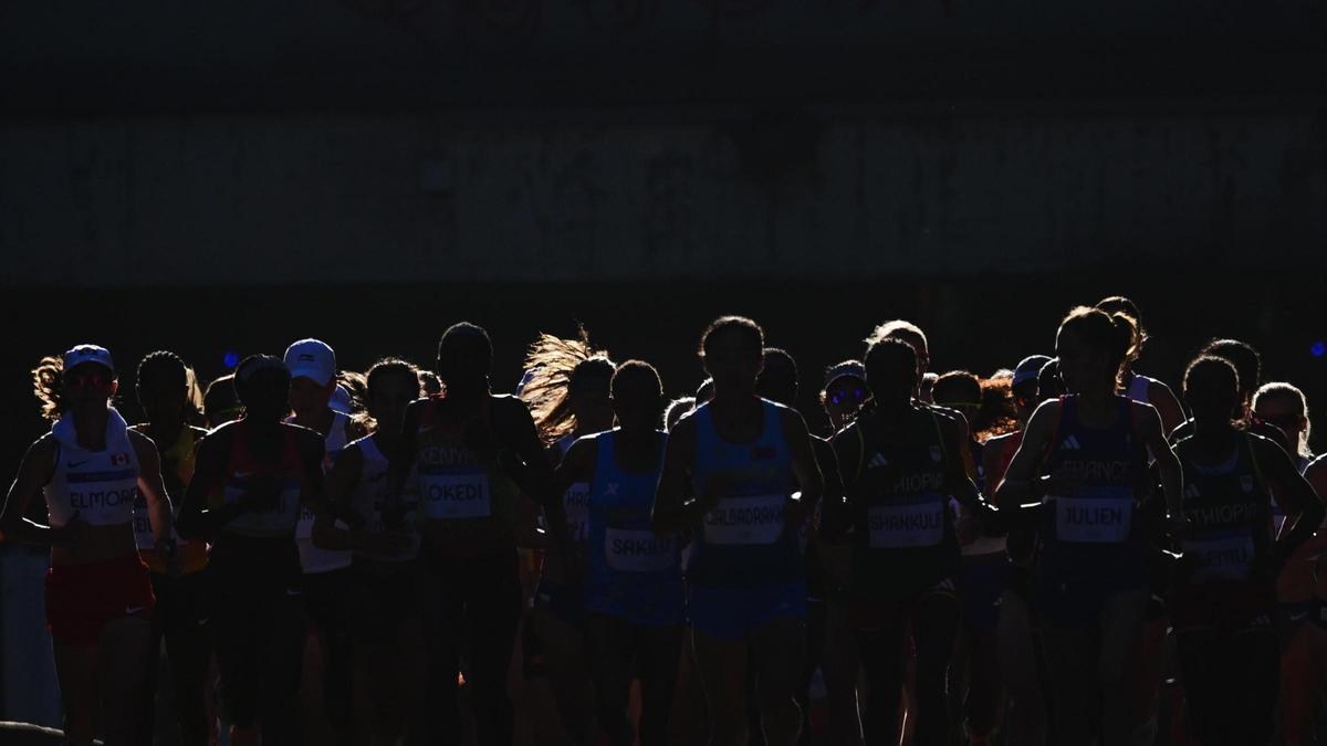 Las participantes durante la prueba de maratón en los Juegos Olímpicos de París 2024