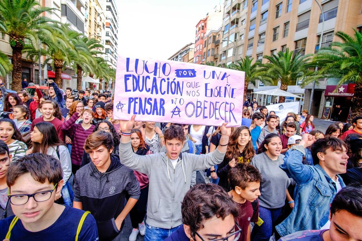 Manifestación del Sindicato de Estudiantes en Alicante, en 2016
