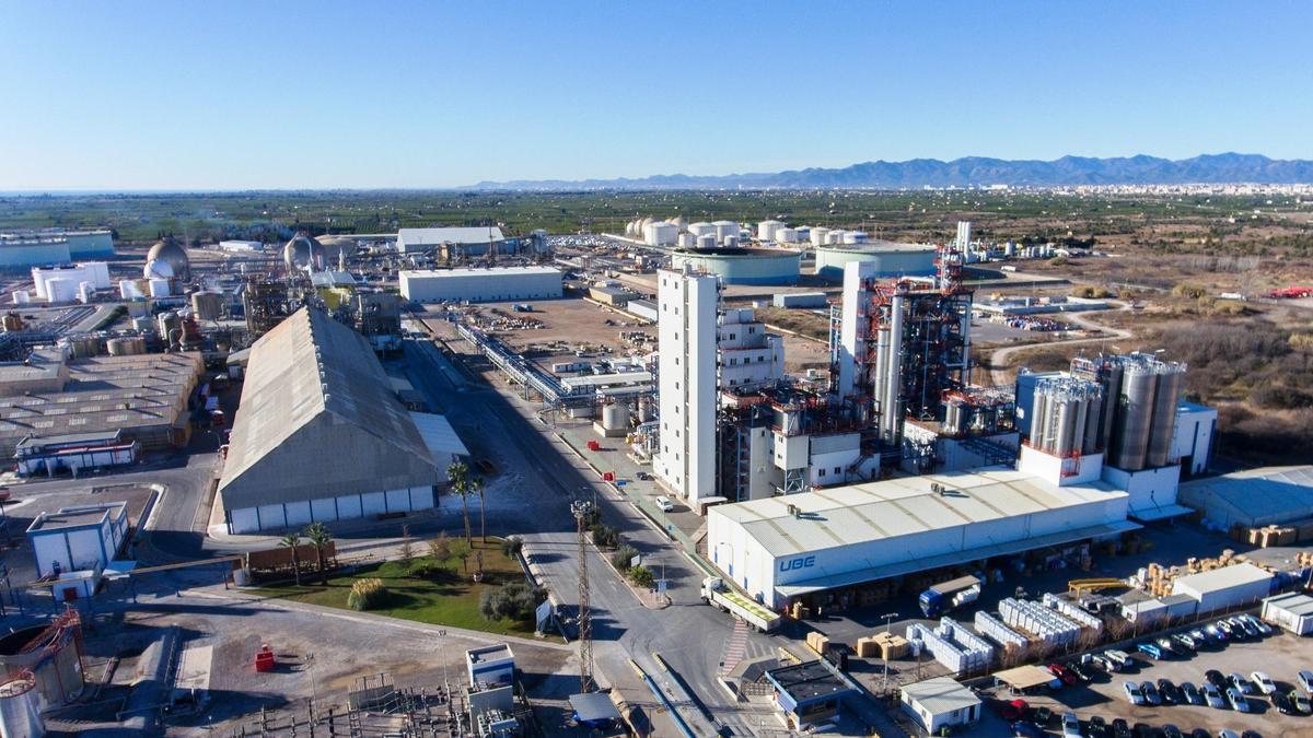 Vista aérea de la planta de UBE en Castellón