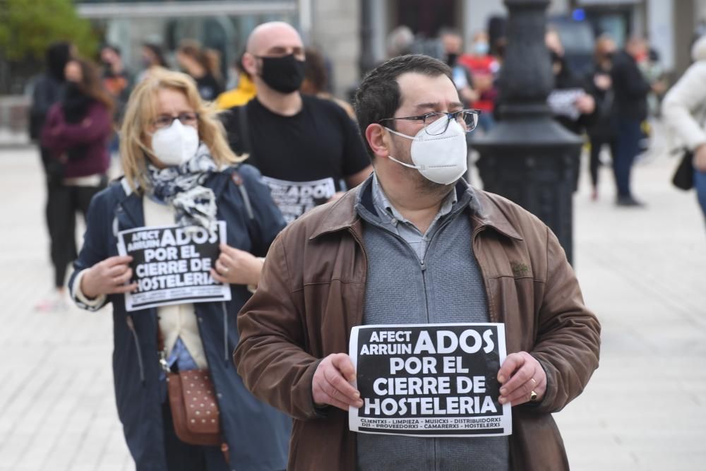 Protesta de los hosteleros en María Pita