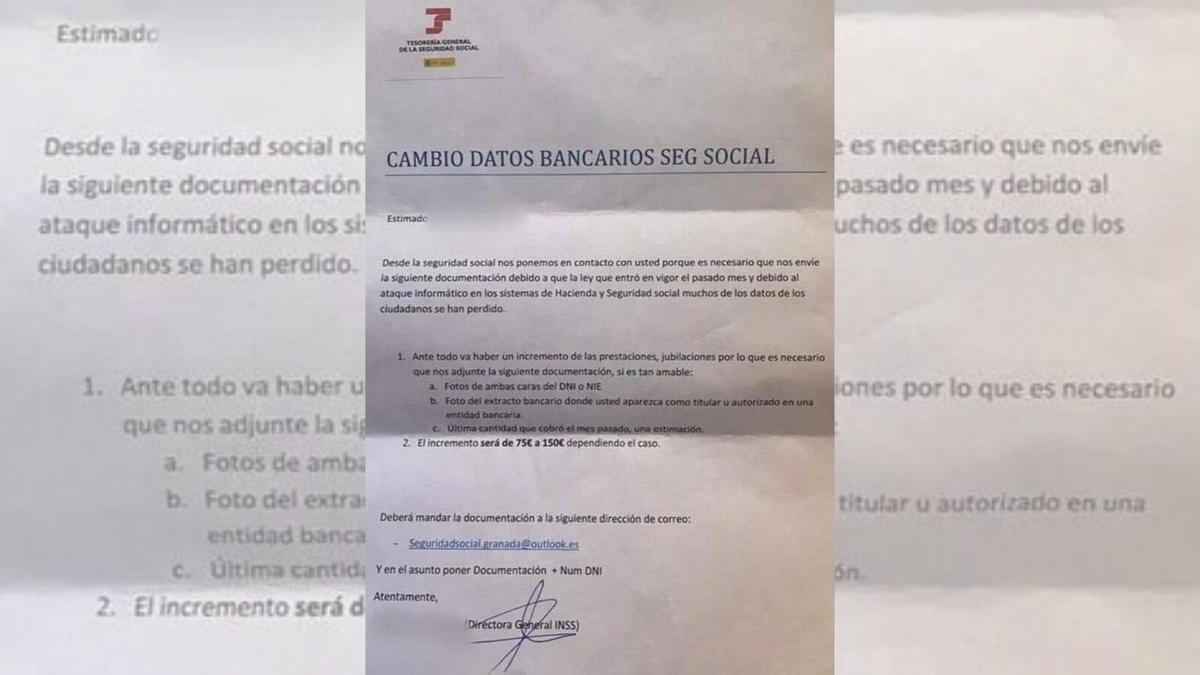 Carta falsa de la Tesorería General de la Seguridad Social