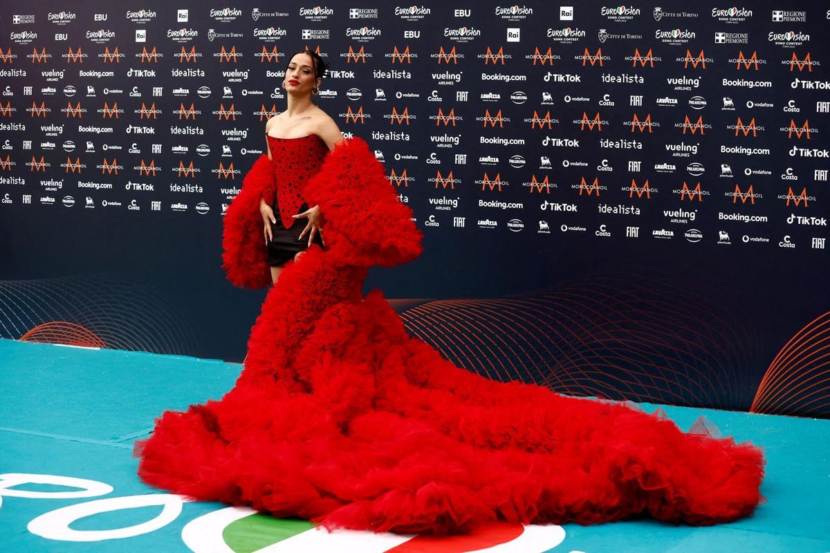 Chanel, en la Alfombra Turquesa de Eurovisión 2022.