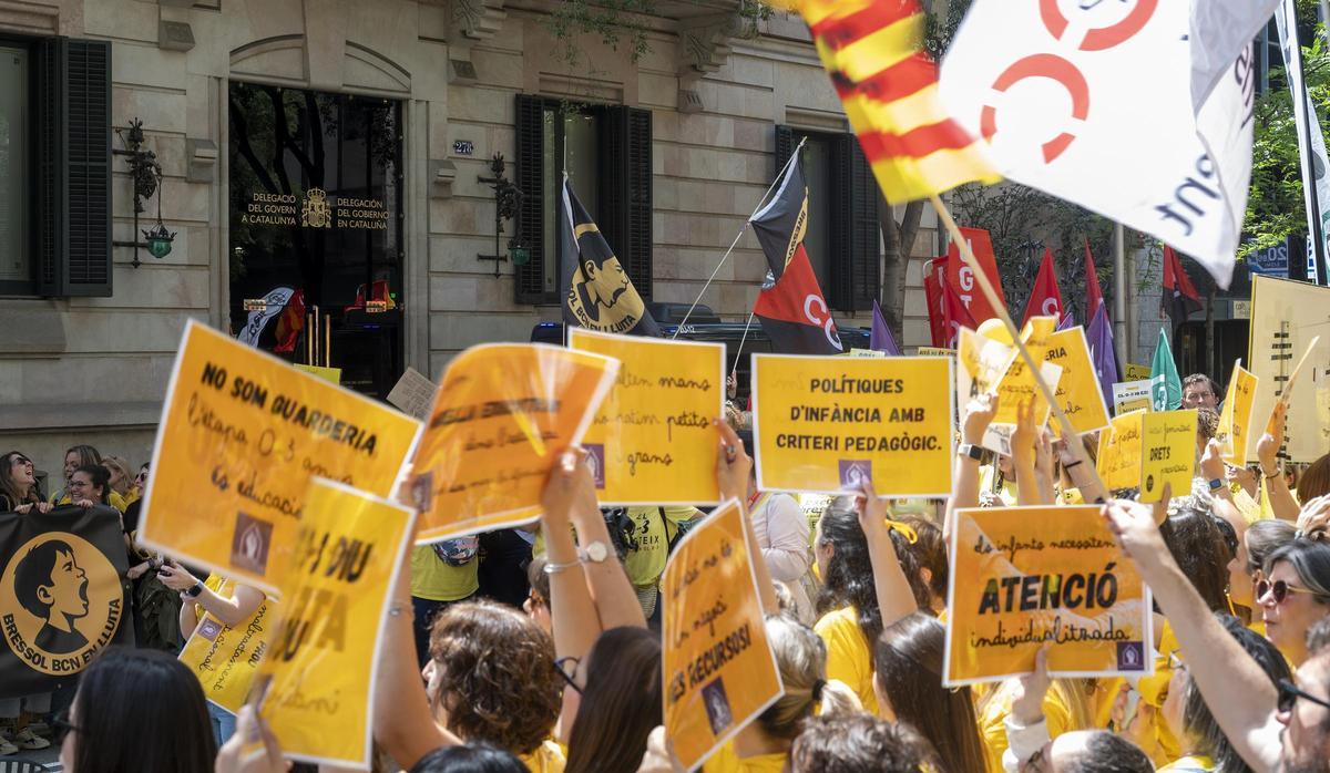 Protesta educativa este jueves en Barcelona.
