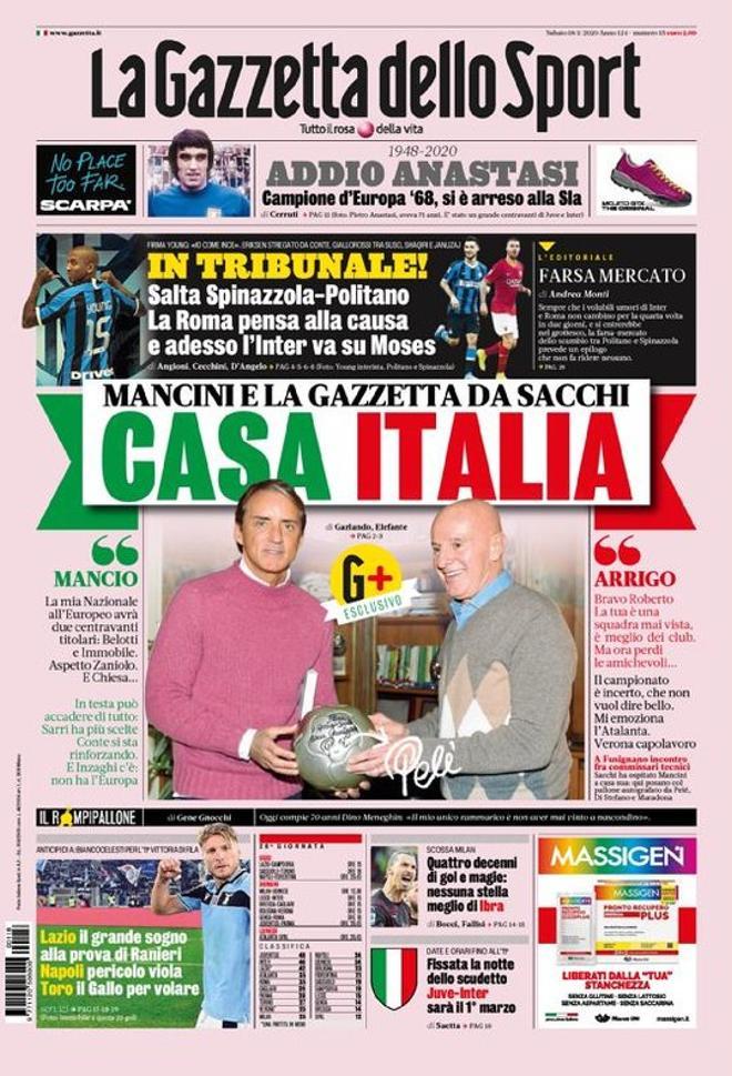 Portada de La Gazzetta dello Sport del 19 de enero