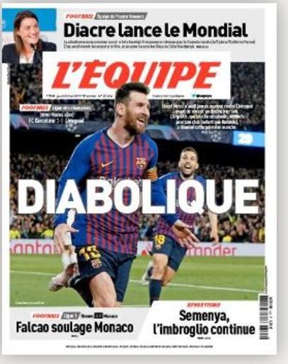 Portada L'ÉQUIPE jueves 2 de mayo de 2019