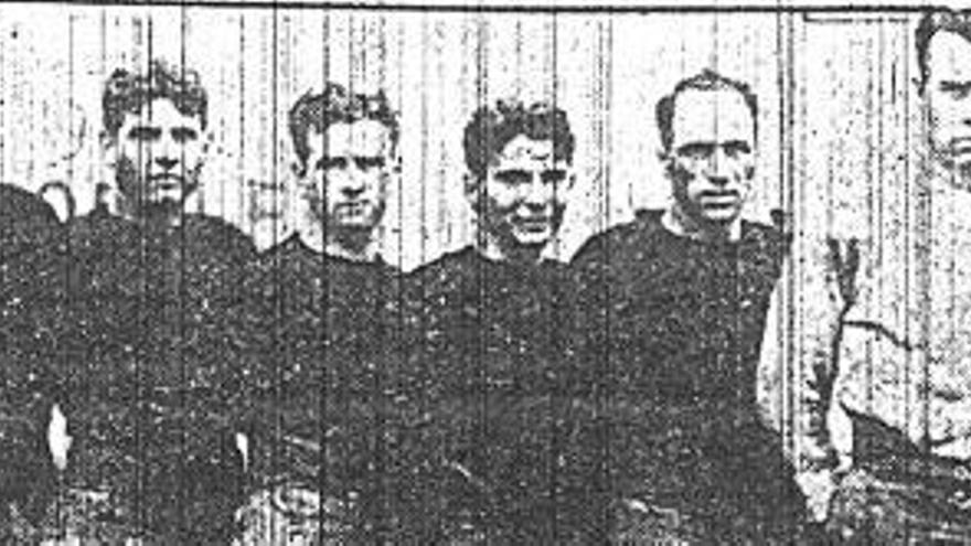 Mahan, Bizerm, Rosen, Rutgers, Jess Rodriguez y Coumier, de los Buffalo Bisons, en 1929.