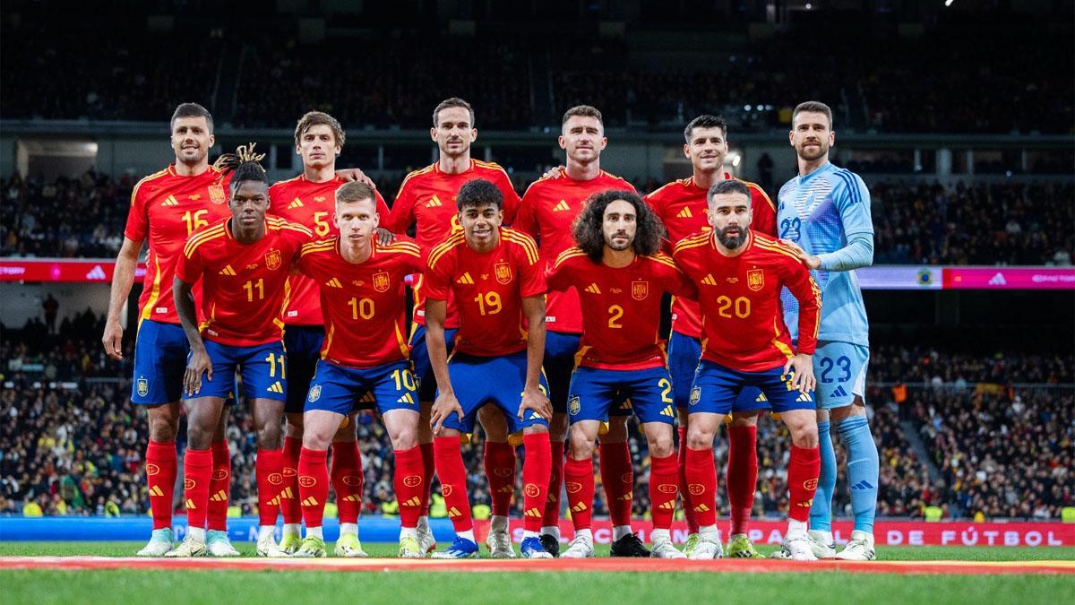 La alineación titular de España frente a Brasil