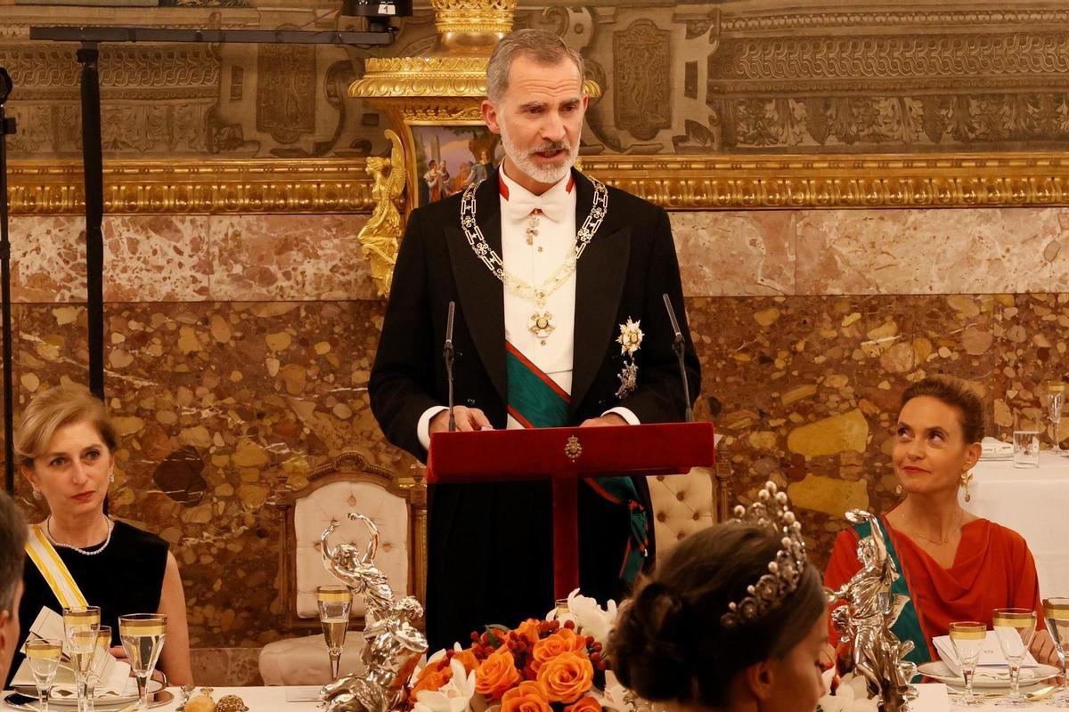 Felipe VI, durante una cena de Estado en La Zarzuela.