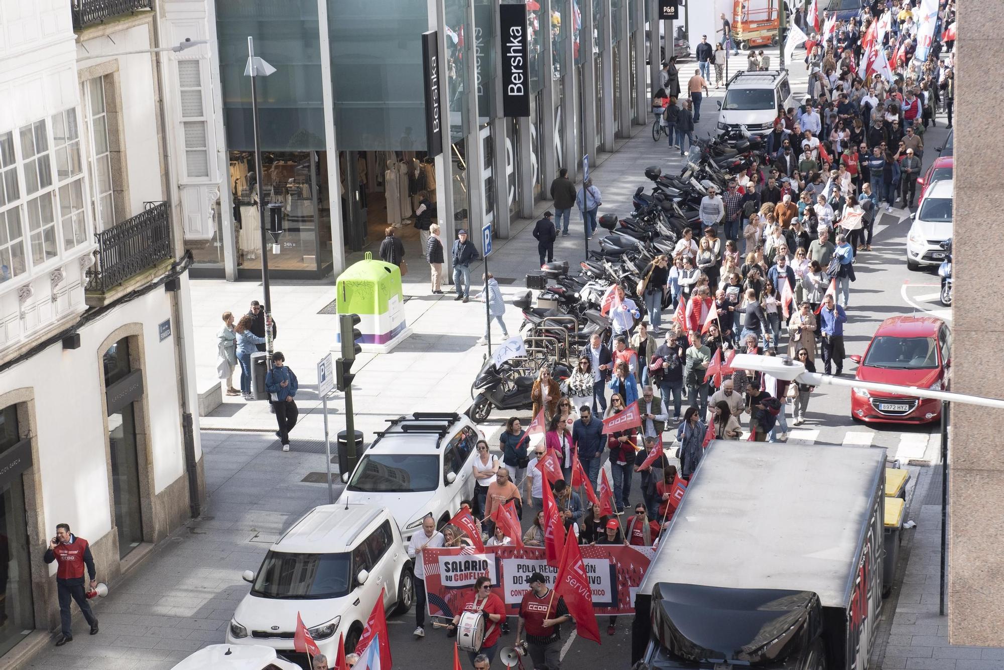 Manifestación de trabajadores del sector de la banca en A Coruña