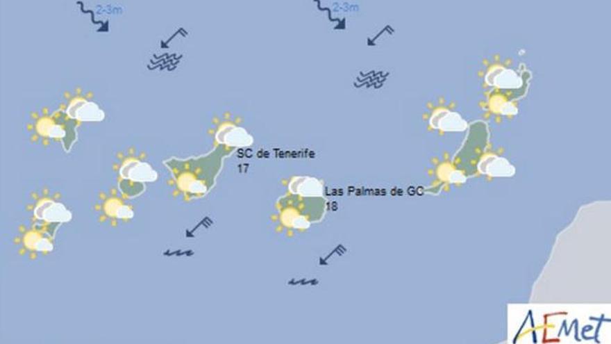 Nubes al norte y noroeste de Canarias