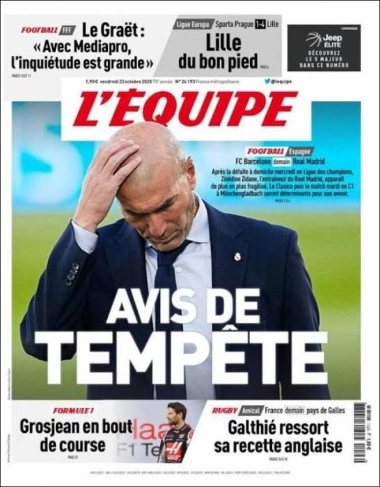 Portada L'ÉQUIPE viernes 23 octubre 2020