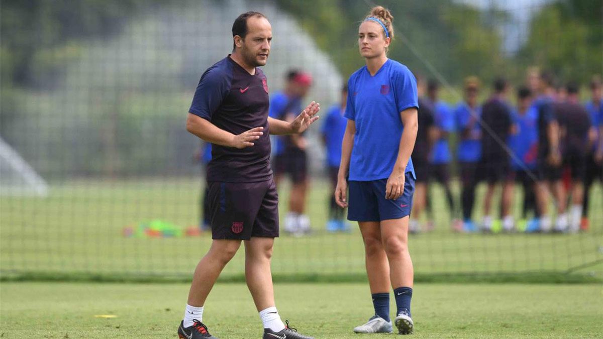 Lluís Cortés y Alexia atendieron a los medios en la previa del gran derbi del Camp Nou