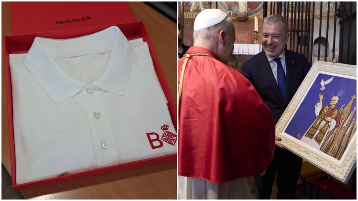 Polo de tenis y cuadro de TVBoy que Collboni ha regalado al papa León XIV