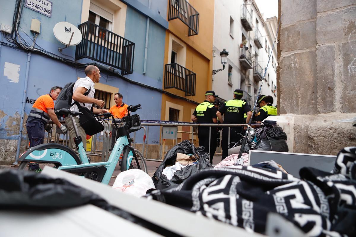 Derrumbe en la calle Arcadas de Zaragoza.