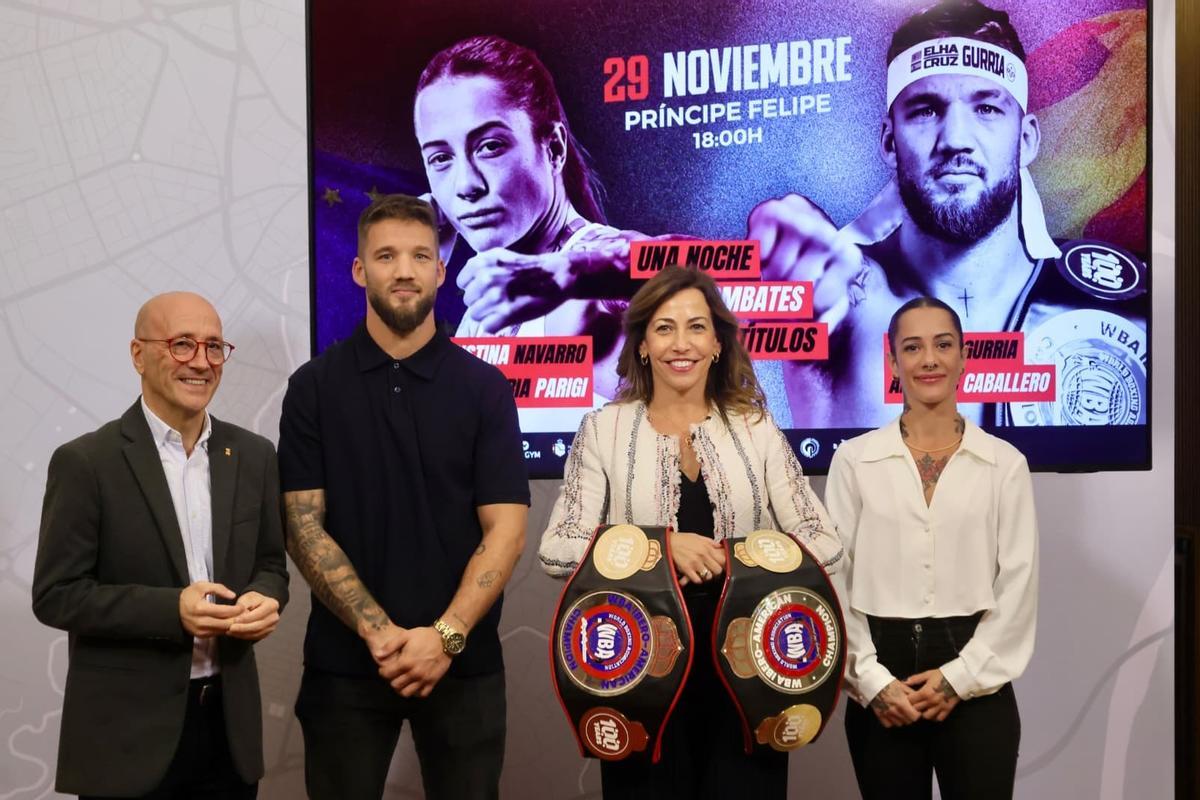 Félix Brocate, Ezequiel Gurría, Natalia Chueca y Cristina Navarro presentan la velada de boxeo del 29 de noviembre.
