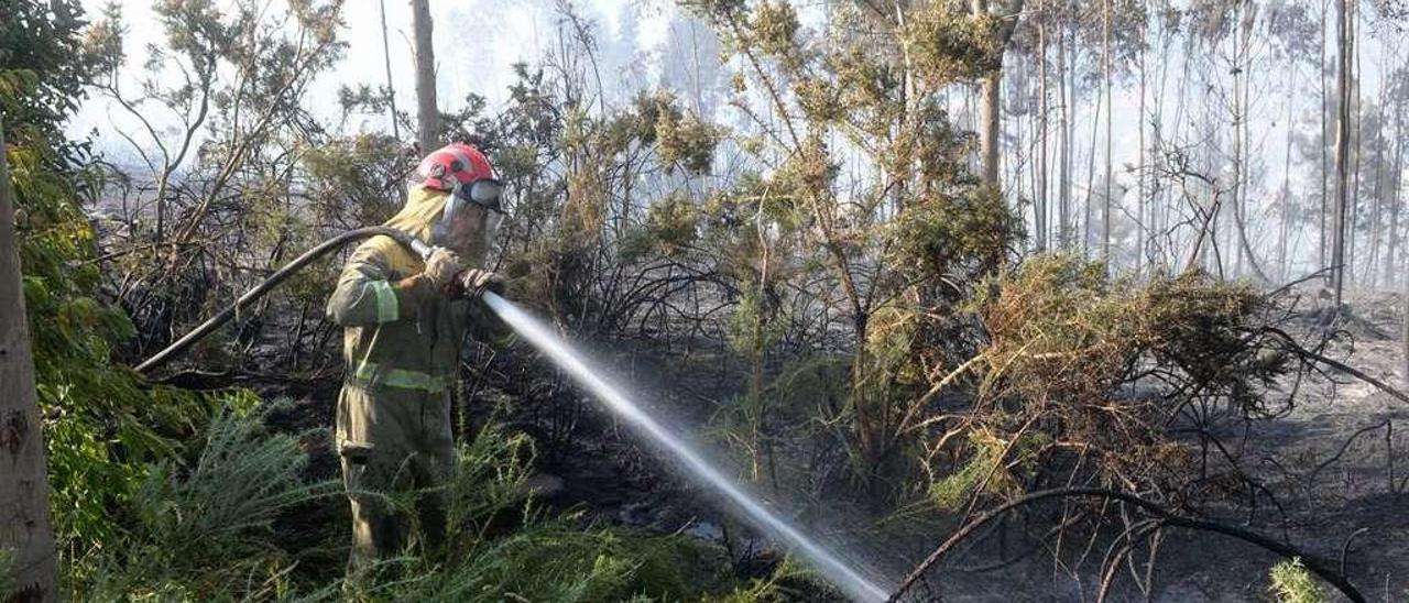 Incendio que se registró el pasado martes entre Vilagarcía y Catoira. // Noé Parga