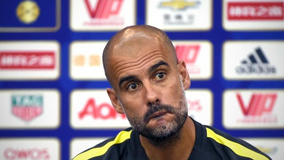 Guardiola, este miércoles durante la rueda de prensa que ofeció en Shenzhen