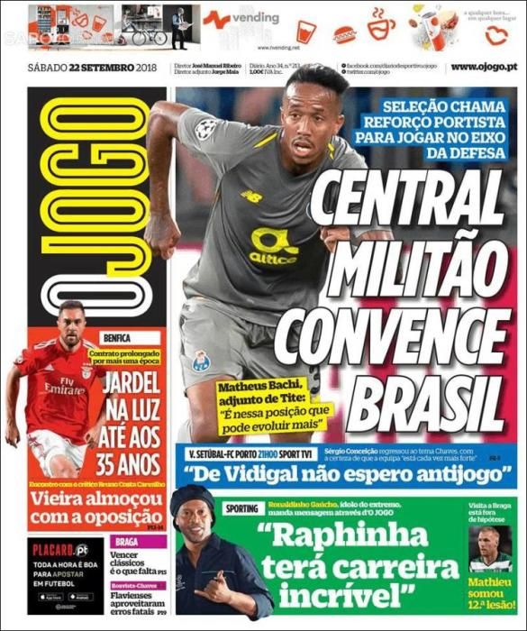 Portada O JOGO sábado 22 septiembre de 2018