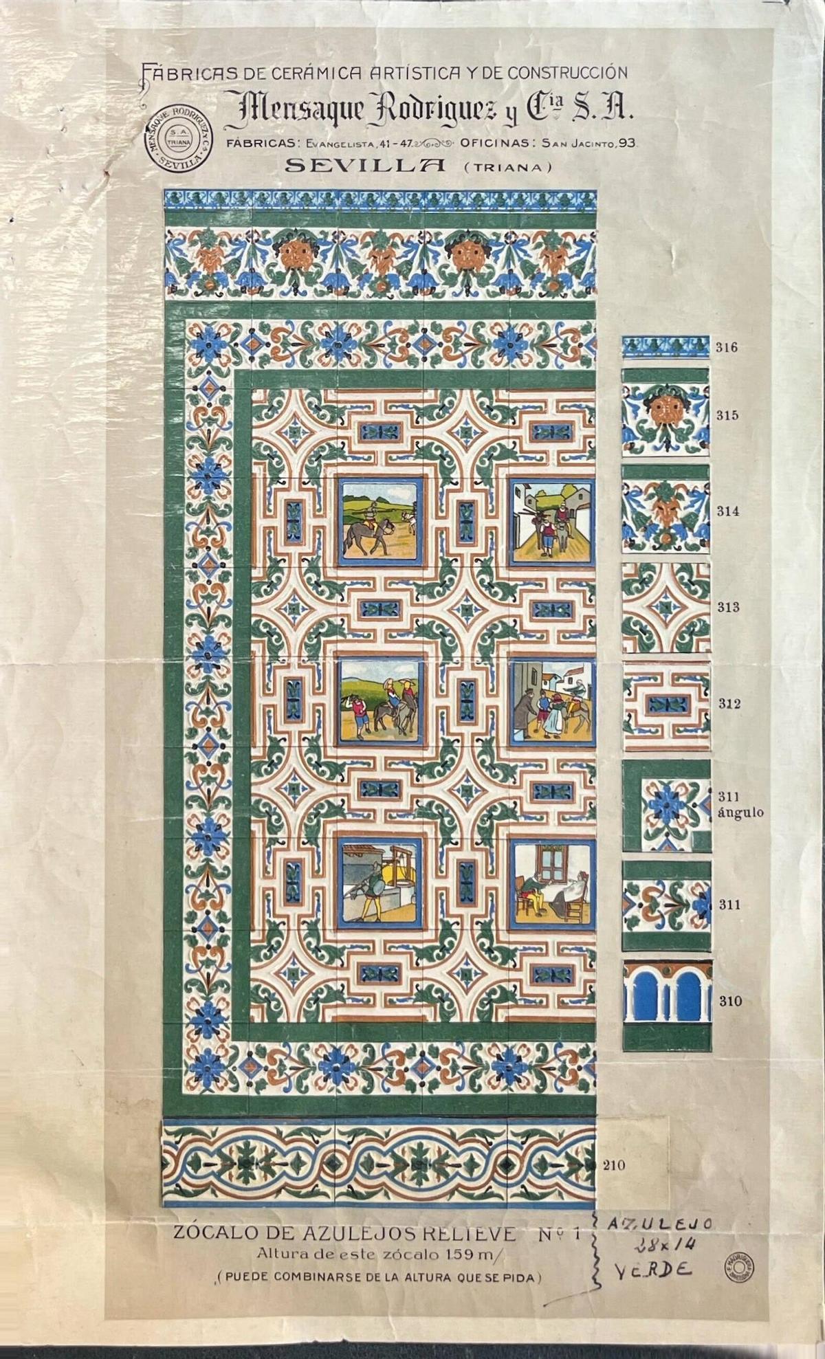 Instrucciones de la fábrica de Triana en Sevilla para colocar los azulejos del Quijote.