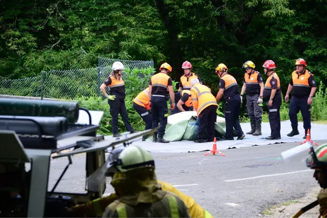 Las imágenes del simulacro contra incendios forestales en Moaña