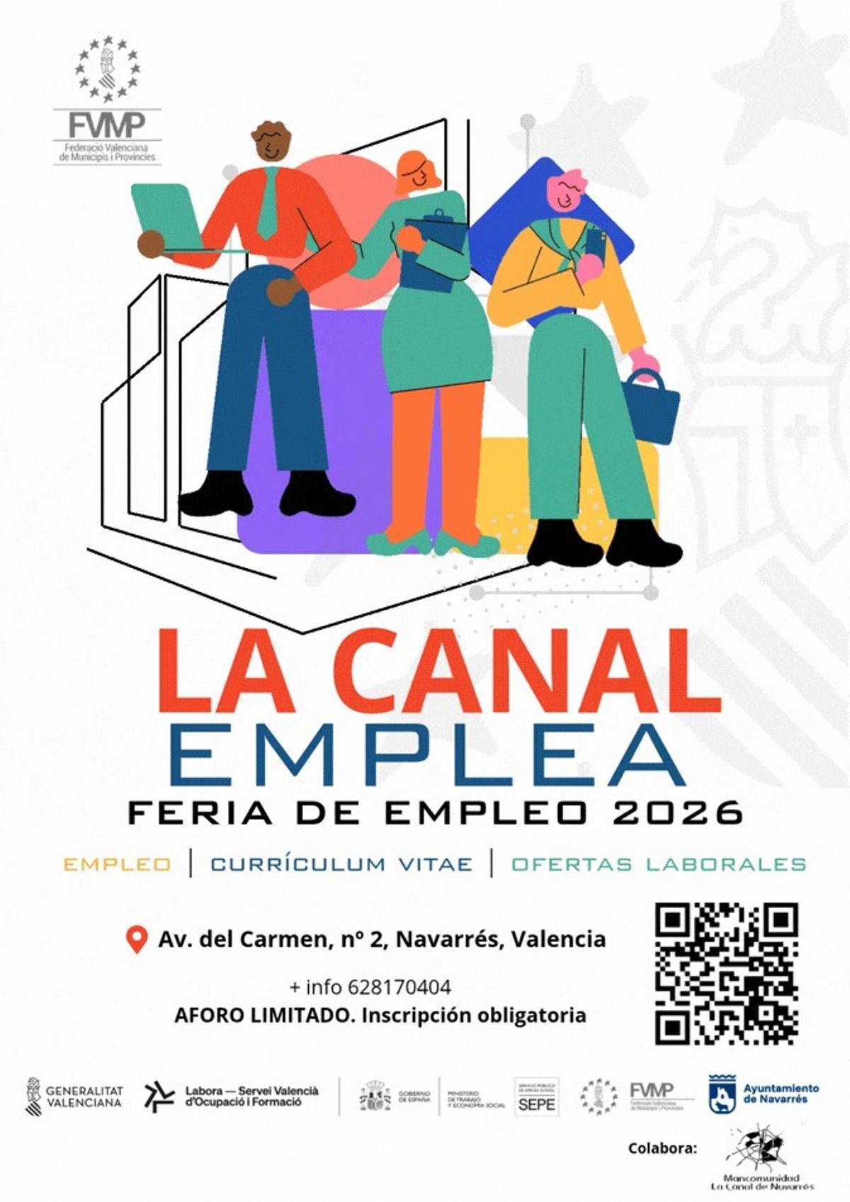Cartel de la feria de empleo prevista en la Canal de Navarrés.