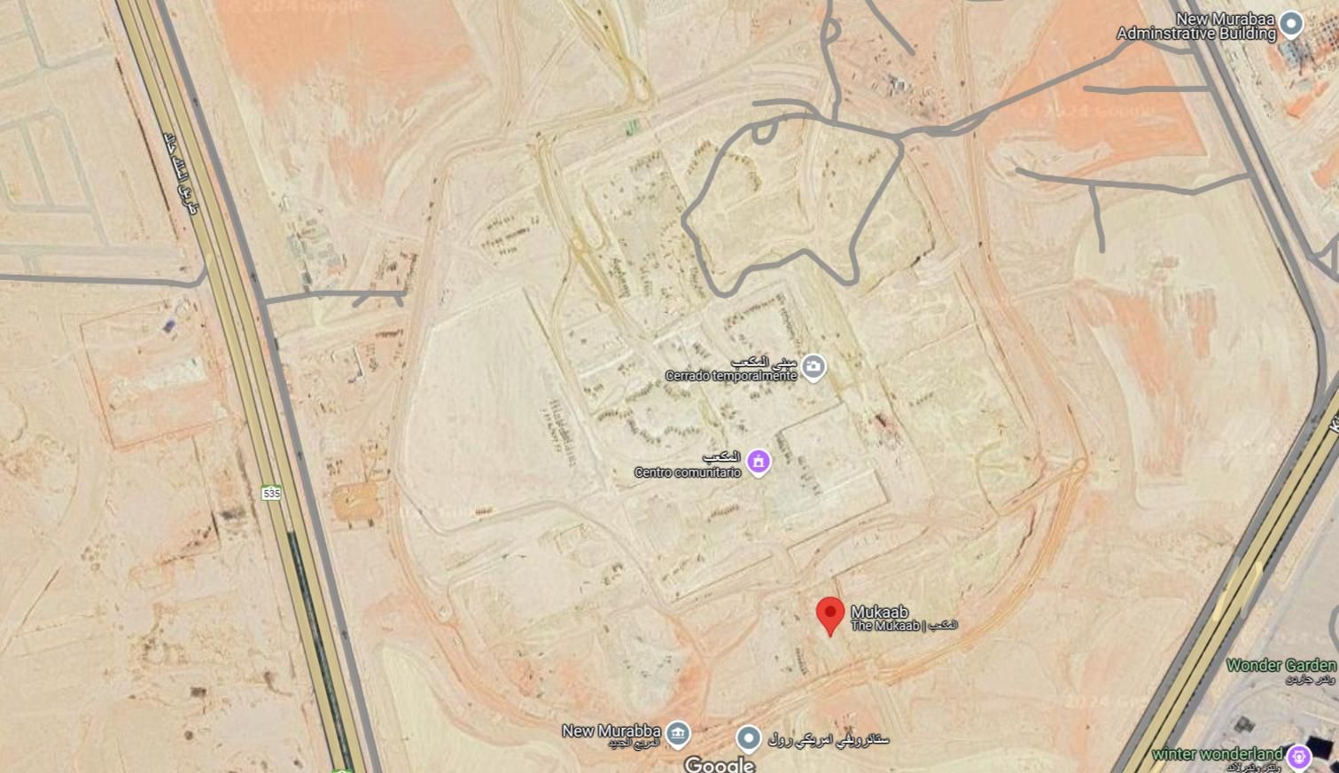 Así se ve New Murabba y el Mukaab en Google Maps