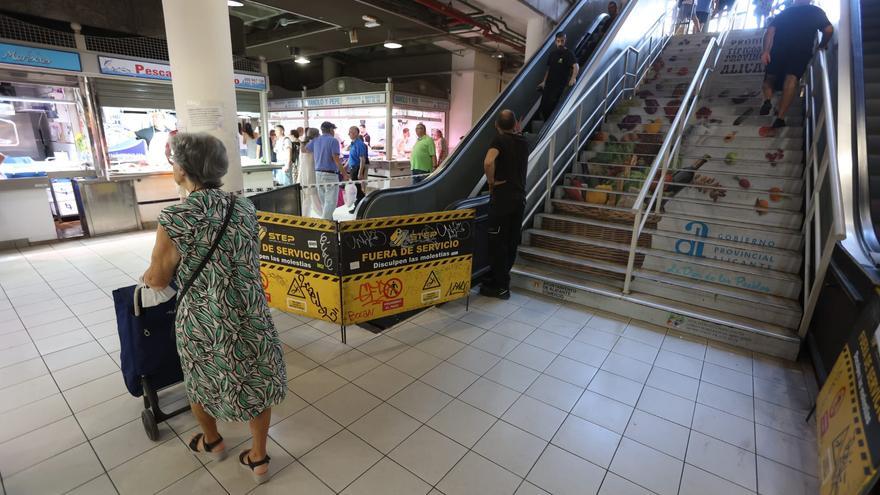 Avería en las escaleras mecánicas del Mercado Central de Alicante