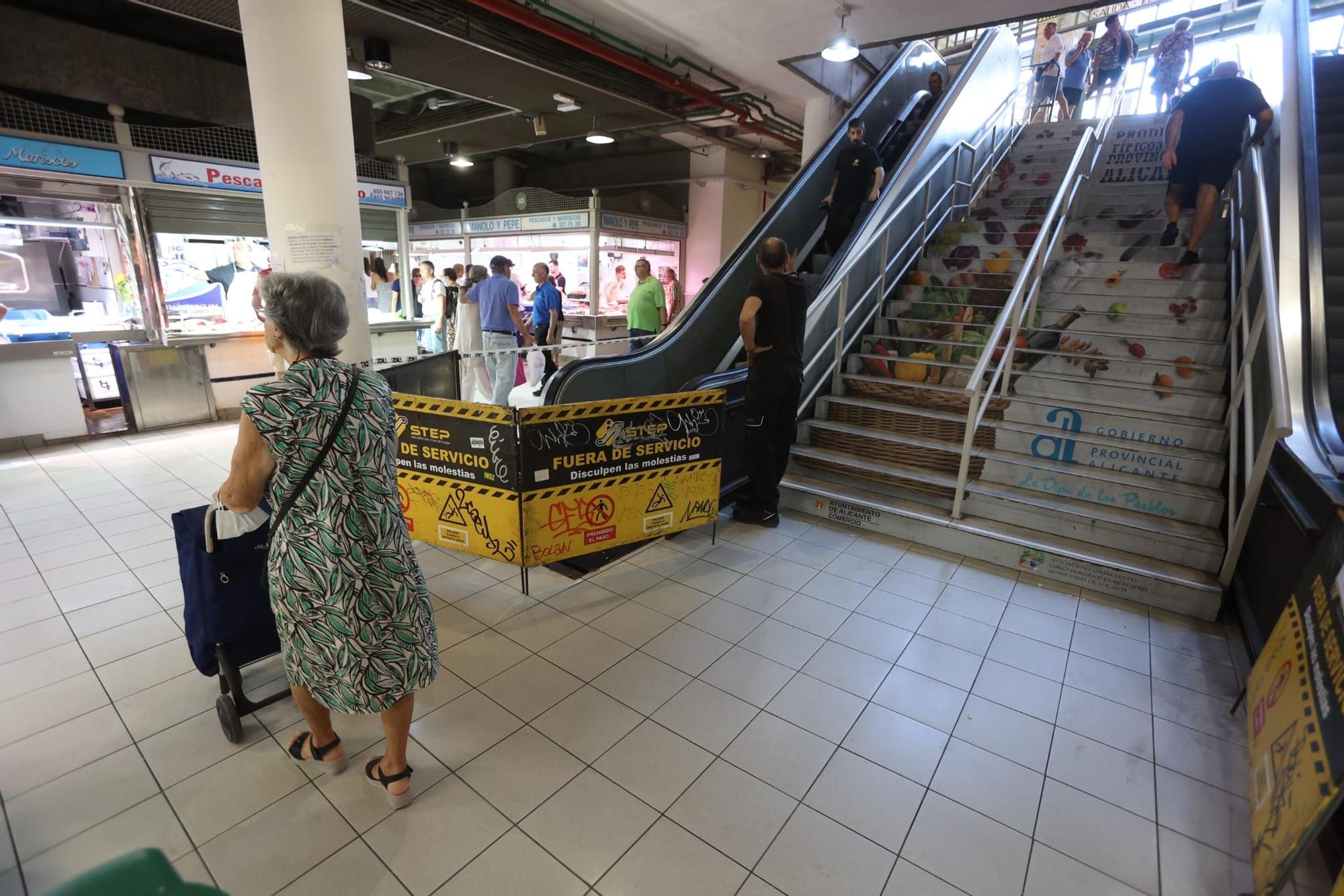 Avería en las escaleras mecánicas del Mercado Central de Alicante