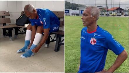 Romario durante su primer entrenadmiento conel América