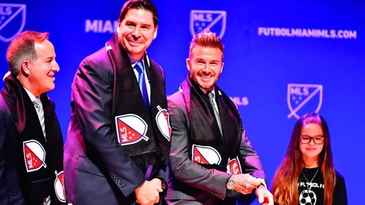 Jorge Mas, Marcelo Claure y David Beckham, en la presentación del Inter de Miami.