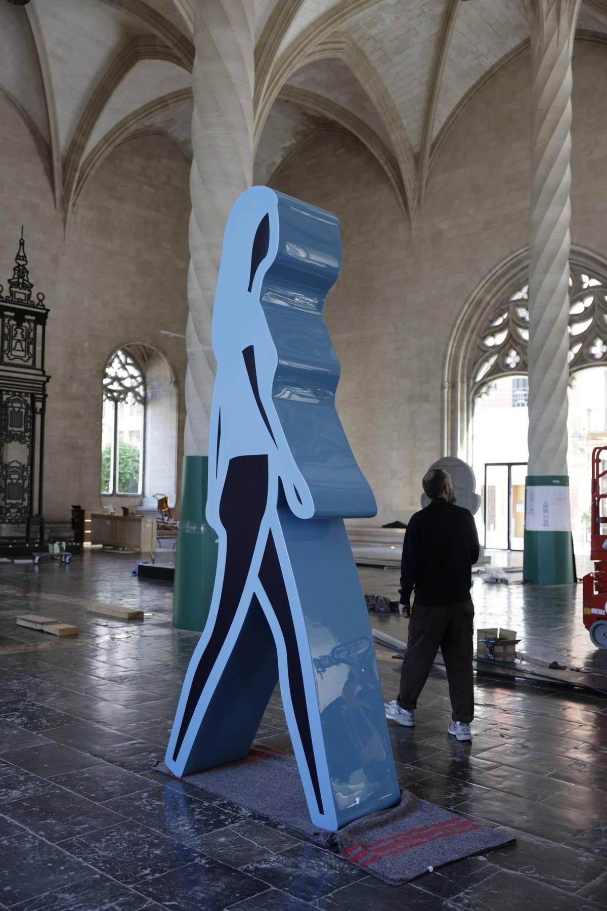 Montaje de la exposición de Julian Opie en la Llotja de Palma