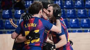 Los azulgranas celebran un gol